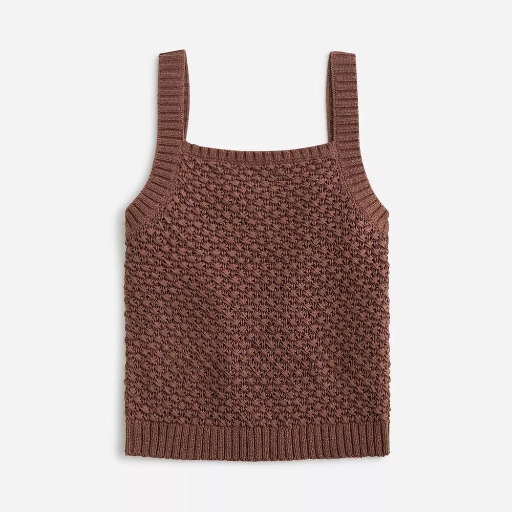J CREW BASKET STITCH CONCO  TANK DARK FUDGE NWT SZ LG